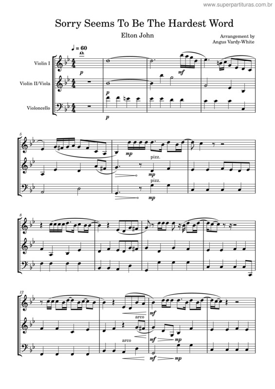 Partitura da música Sorry Seems To Be The Hardest Word – Elton John Sorry Seems To Be The Hardest Word – Elton John String Trio Arrangement