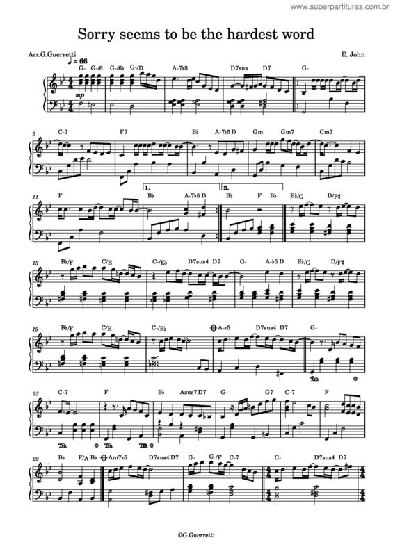 Partitura da música Sorry Seems To Be The Hardest Word – Elton John v.3