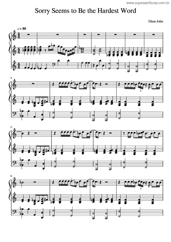 Partitura da música Sorry Seems To Be The Hardest Word–Elton John