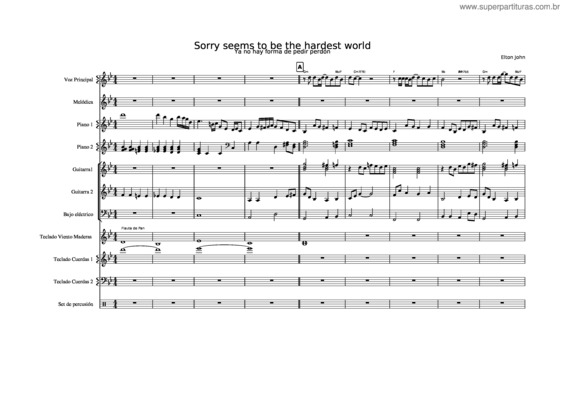 Partitura da música Sorry Seems To Be The Hardest World