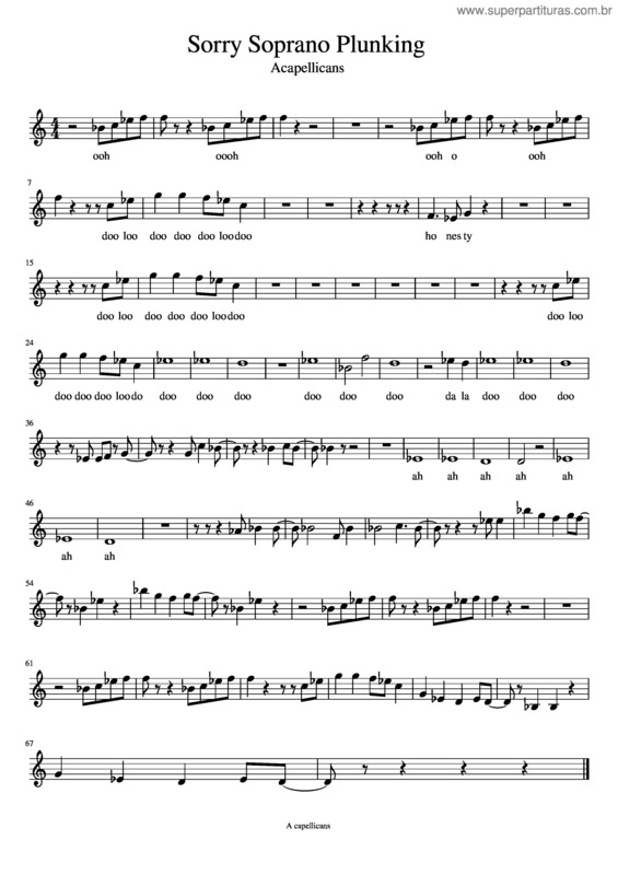 Partitura da música Sorry Sop Plunking