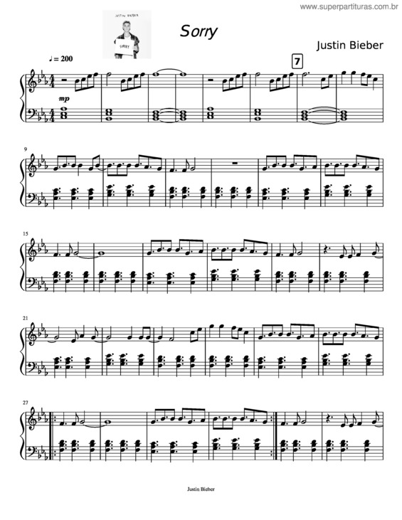 Partitura da música Sorry v.2