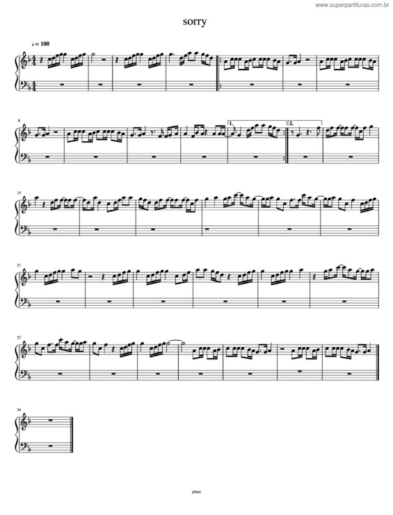 Partitura da música Sorry v.3