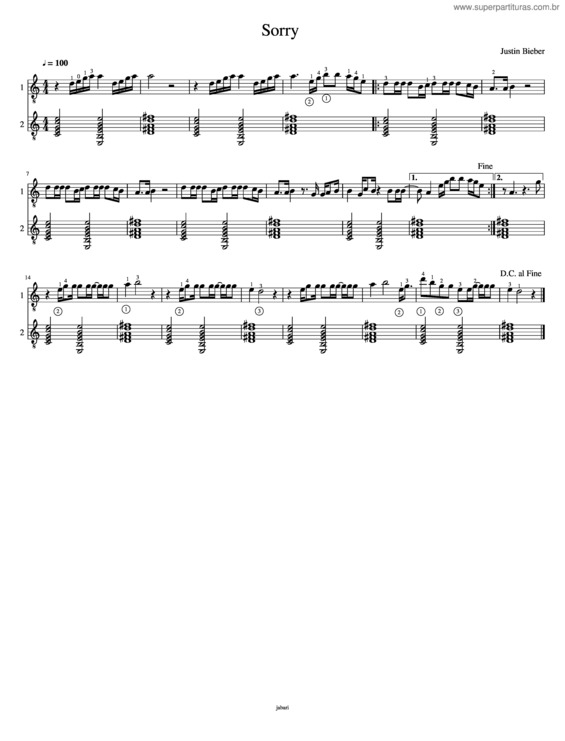 Partitura da música Sorry v.6