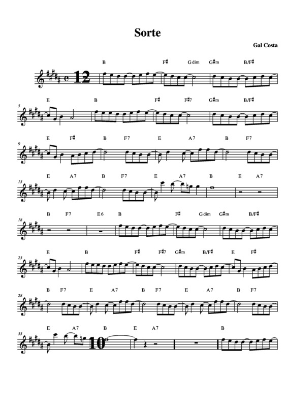 Partitura da música Sorte v.2