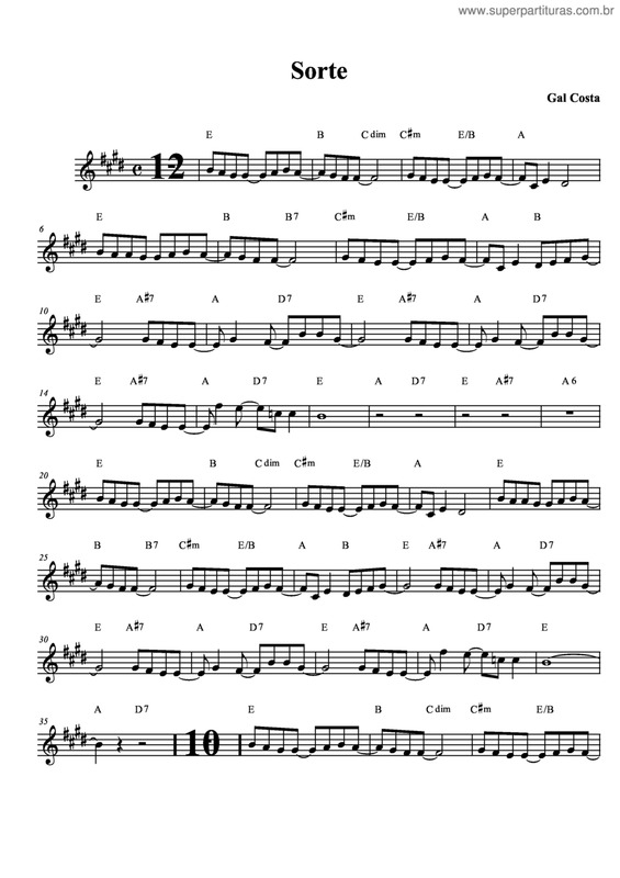 Partitura da música Sorte v.3