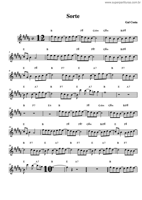 Partitura da música Sorte v.4