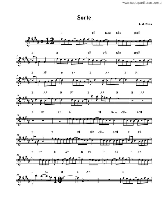 Partitura da música Sorte