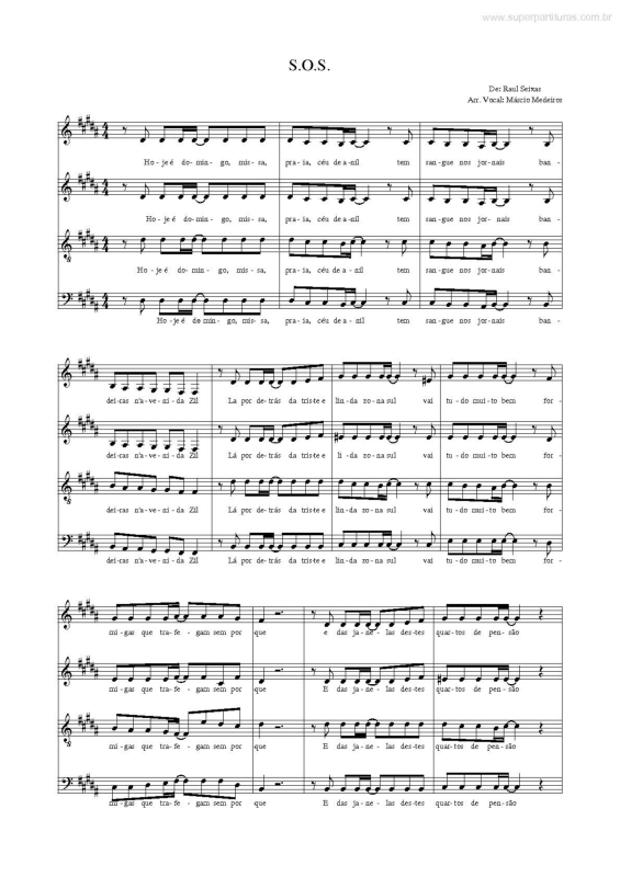 Partitura da música SOS v.3