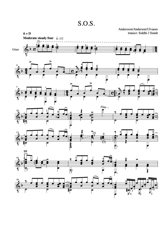 Partitura da música SOS v.6