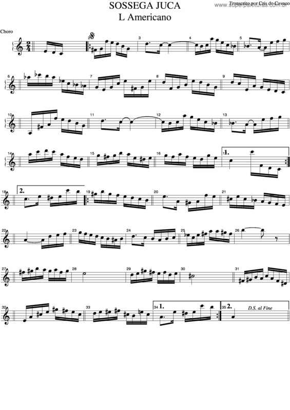 Partitura da música Sossega Juca