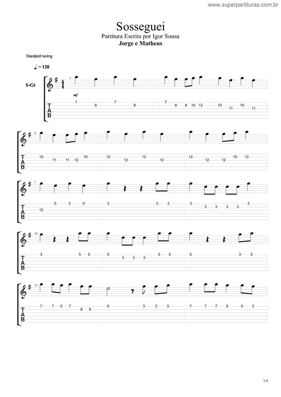 Partitura da música Sosseguei