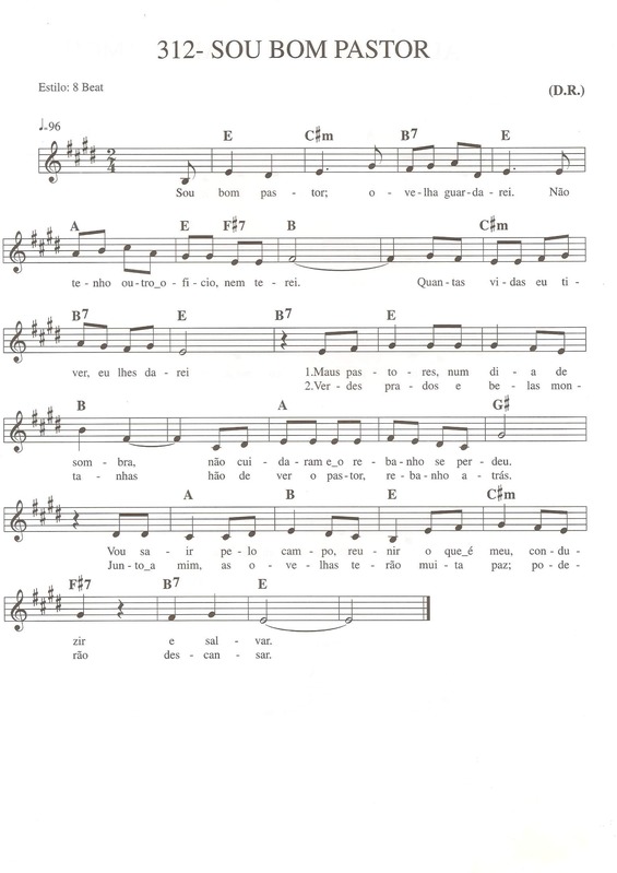 Partitura da música Sou Bom Pastor