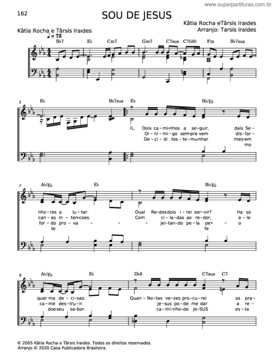 Partitura da música Sou De Jesus – Katia Rocha E Tarsis Iraides