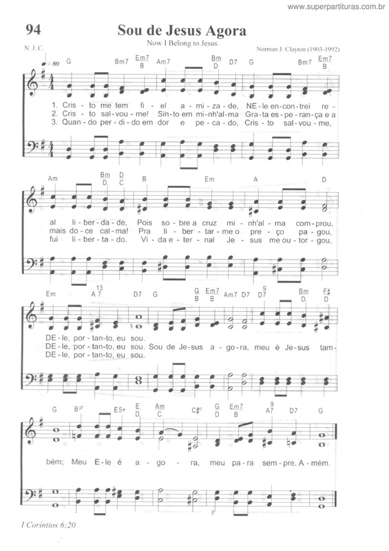 Partitura da música Sou De Jesus Agora