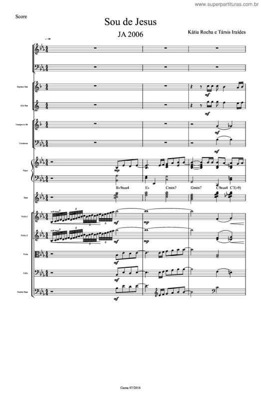 Partitura da música Sou De Jesus v.2