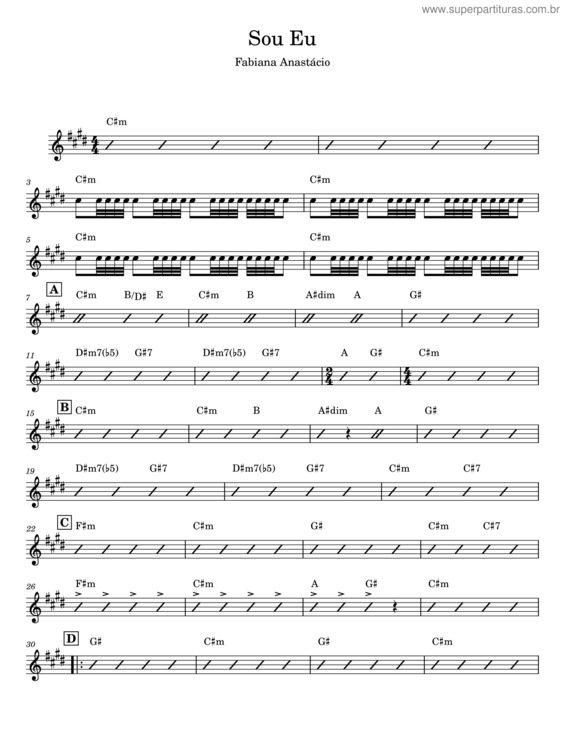 Partitura da música Sou Eu – Fabiana Anastácio;A.D Gezer Santos