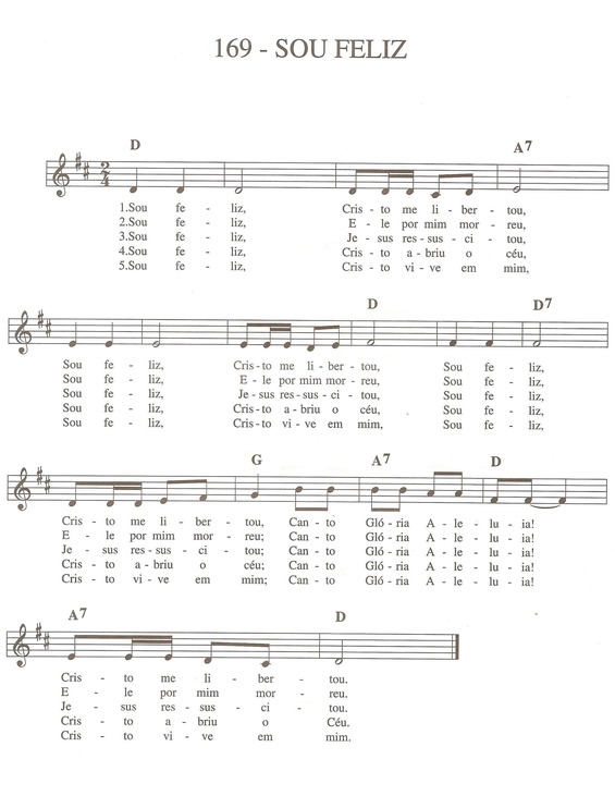 Partitura da música Sou Feliz