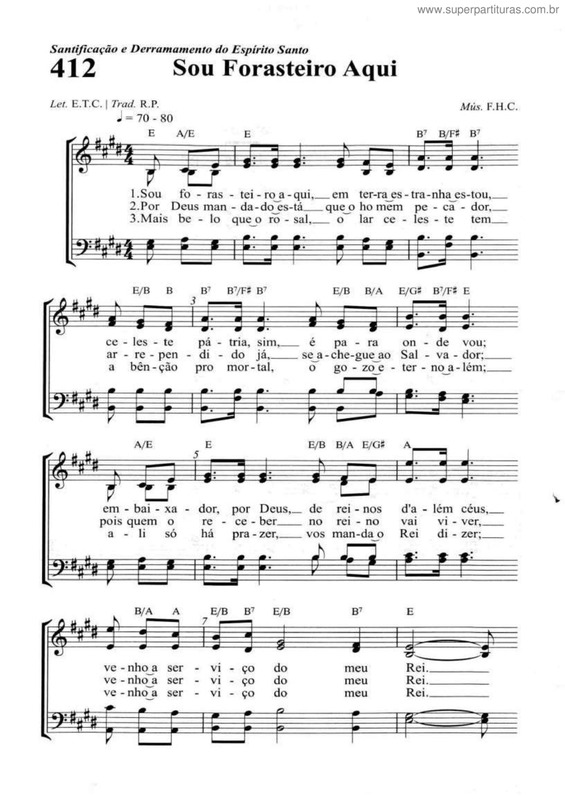 Partitura da música Sou Forasteiro Aqui v.2