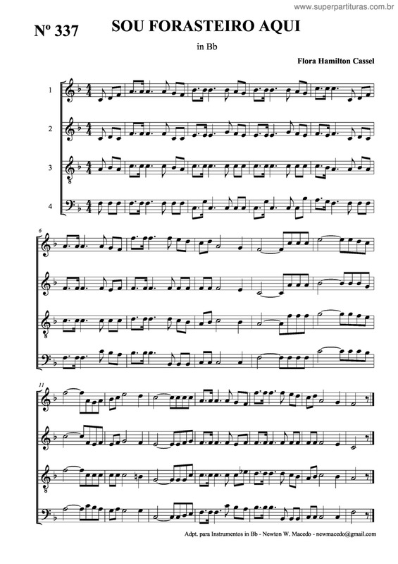 Partitura da música Sou Forasteiro Aqui v.3