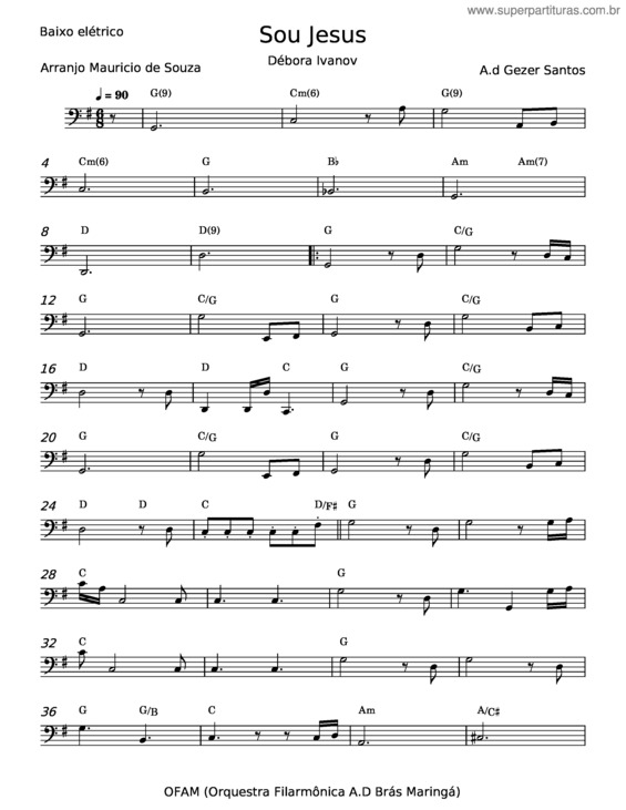 Partitura da música Sou Jesus – Gezer Santos;Débora Ivanov v.2