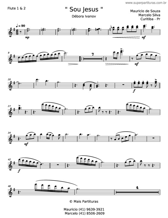 Partitura da música Sou Jesus – Gezer Santos;Débora Ivanov