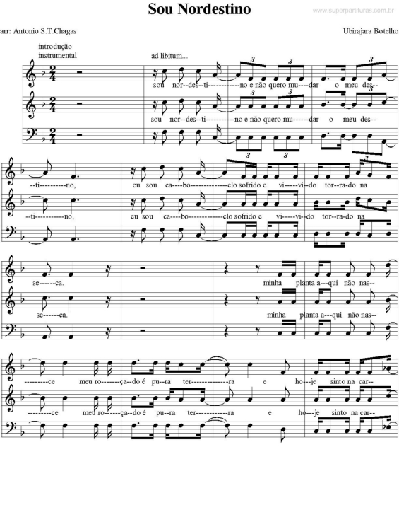 Partitura da música Sou Nordestino v.2