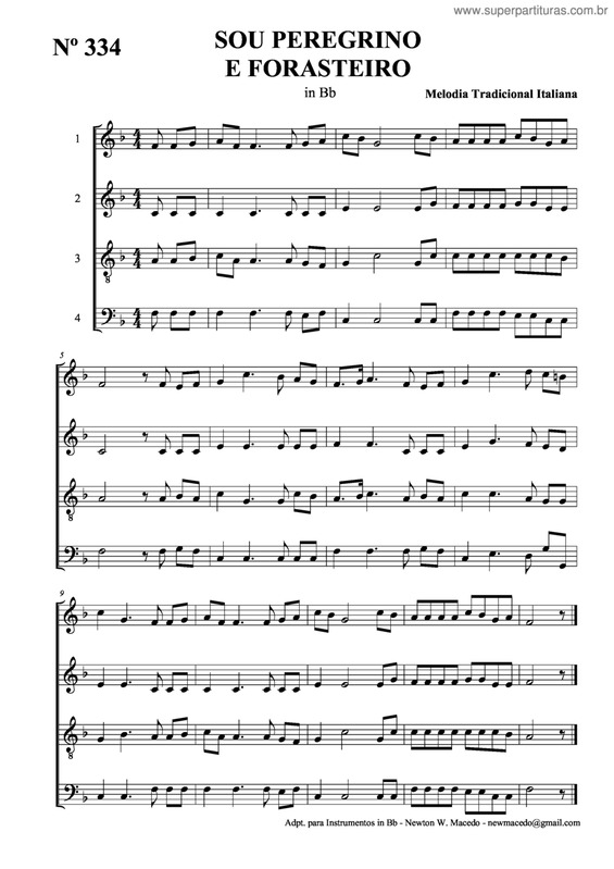 Partitura da música Sou Peregrino E Forasteiro v.2