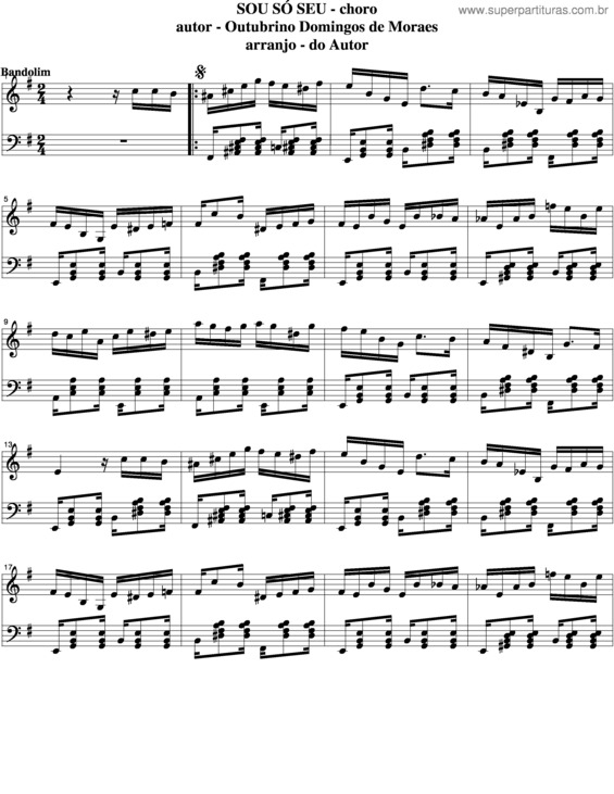 Partitura da música Sou Só Seu v.5