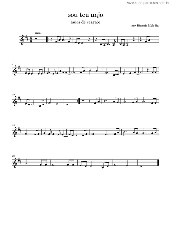 Partitura da música Sou Teu Anjo Anjos De Resgate
