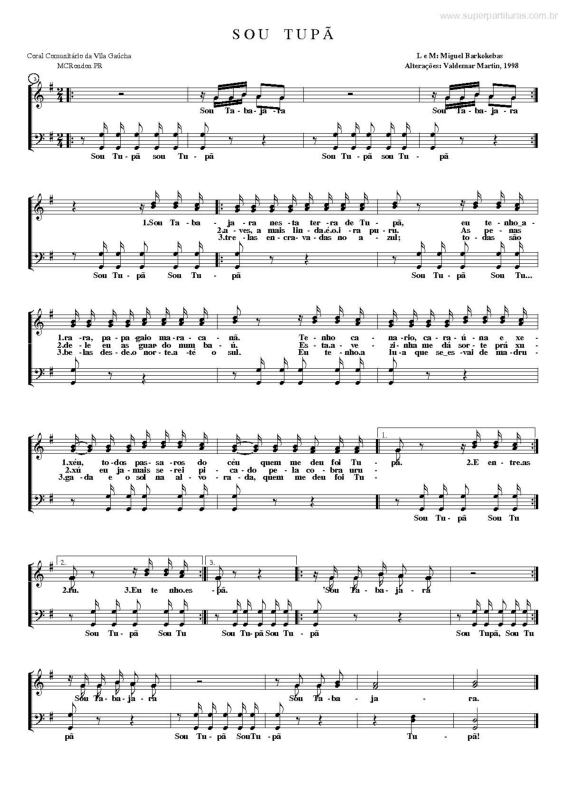 Partitura da música Sou Tupã