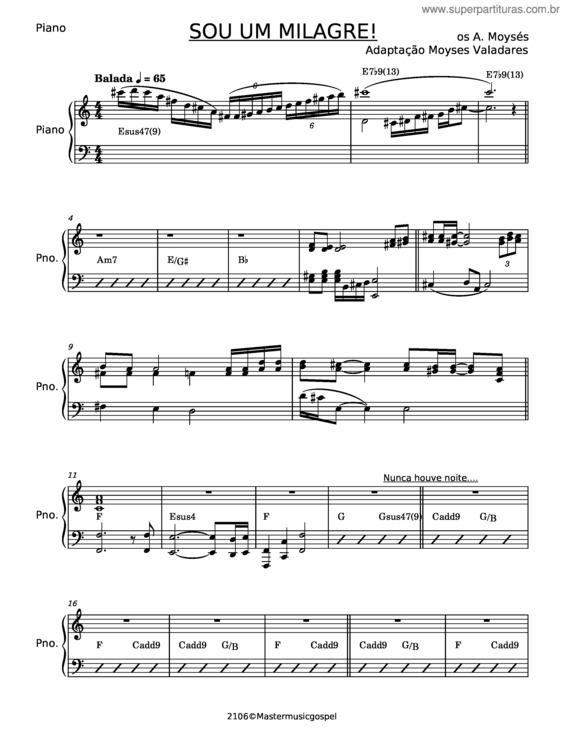 Partitura da música Sou Um Milagre – Voz Da Verdade v.2