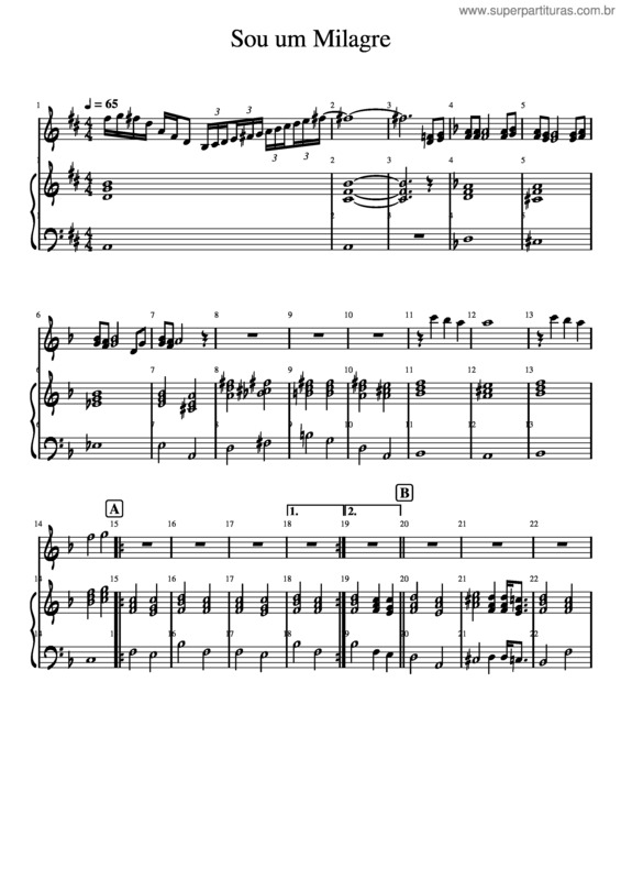 Partitura da música Sou Um Milagre – Voz Da Verdade