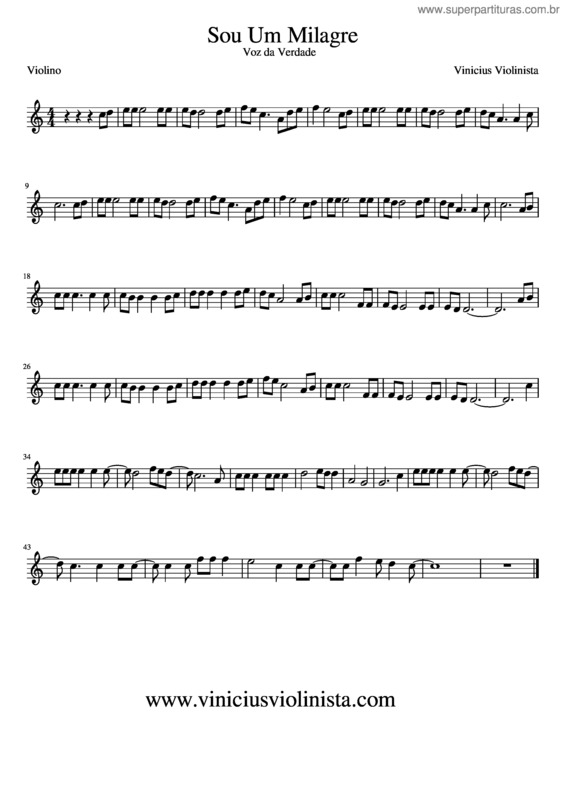 Partitura da música Sou Um Milagre – Vozes Da Verdade – Violino