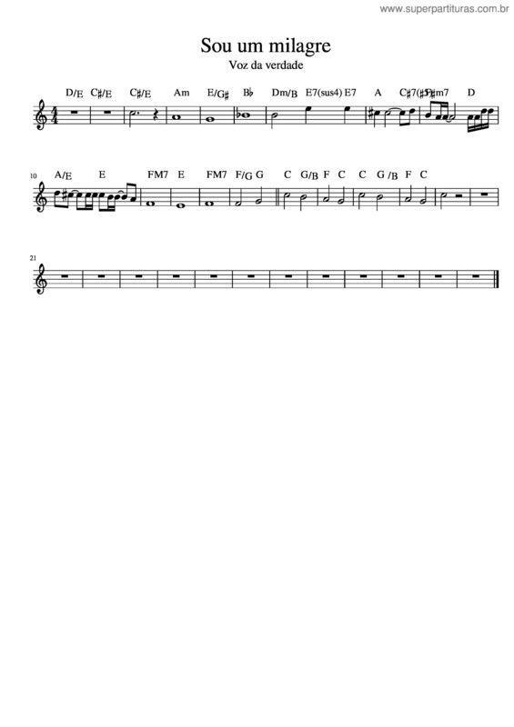 Partitura da música Sou Um Milagre v.2