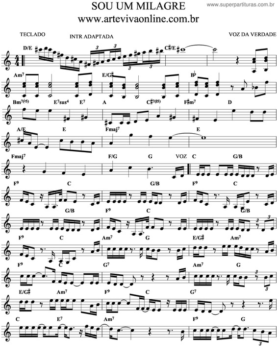 Partitura da música Sou Um Milagre