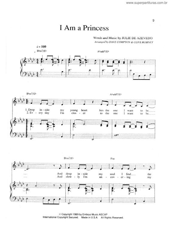Partitura da música Sou Uma Princesa