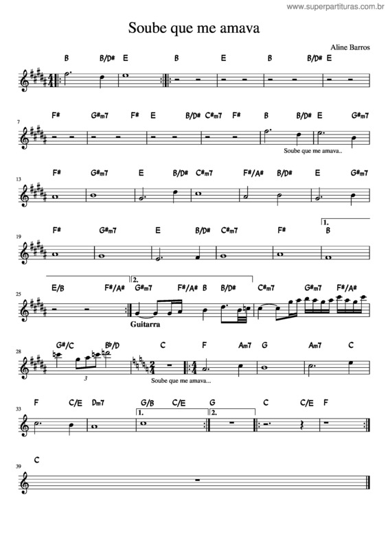 Partitura da música Soube Que Me Amava v.11