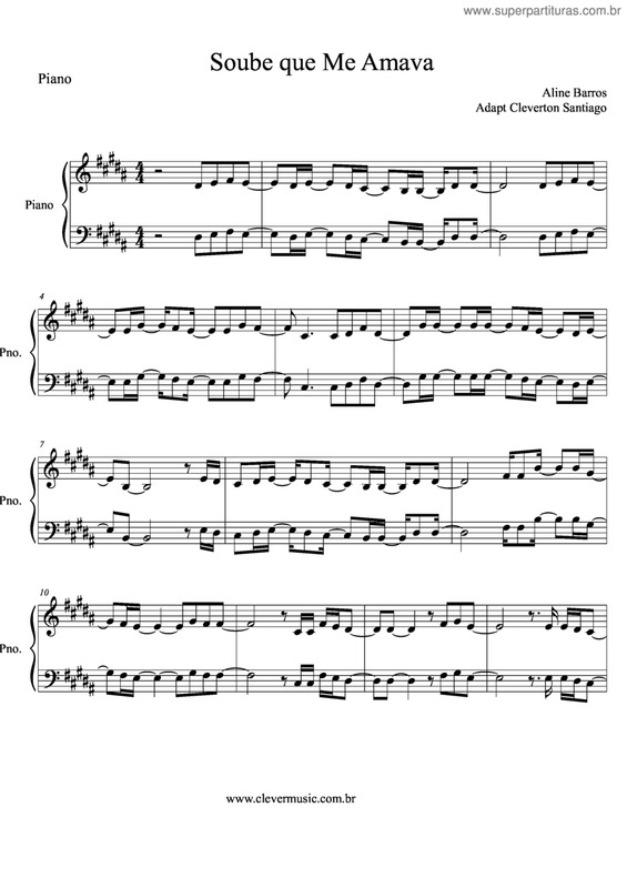 Partitura da música Soube que Me Amava v.2