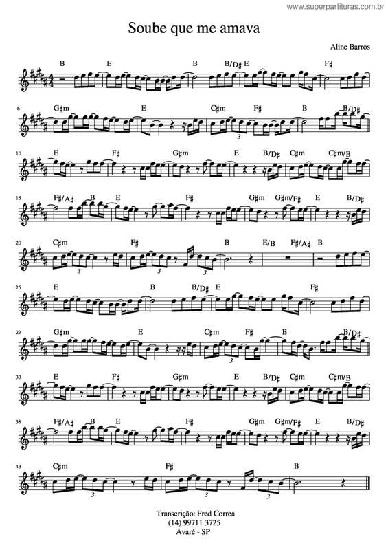 Partitura da música Soube Que Me Amava v.4