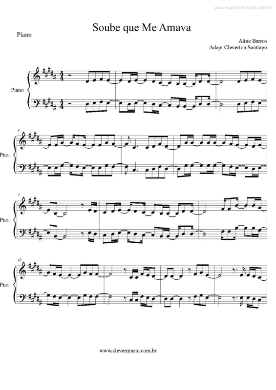 Partitura da música Soube que Me Amava