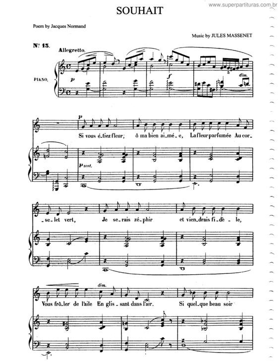 Partitura da música Souhait