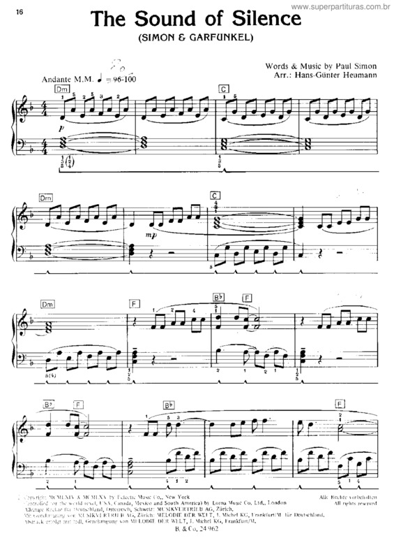 Partitura da música Sound Of Silence v.2