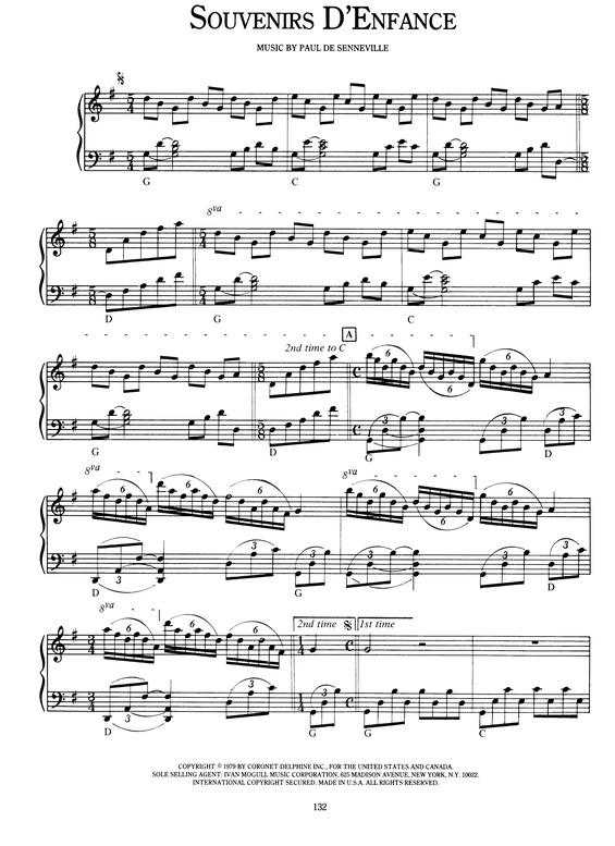 Partitura da música Souvenirs DEnfance