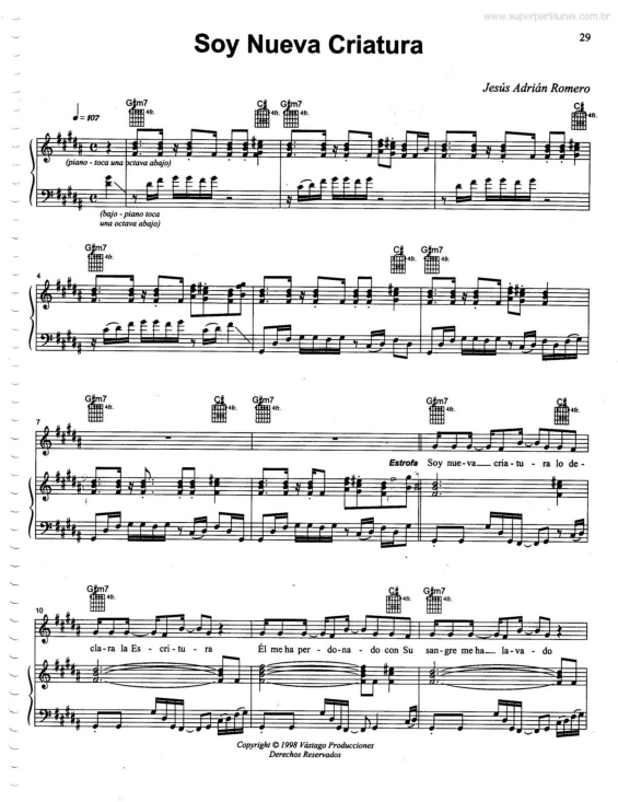 Partitura da música Soy Nueva Criatura