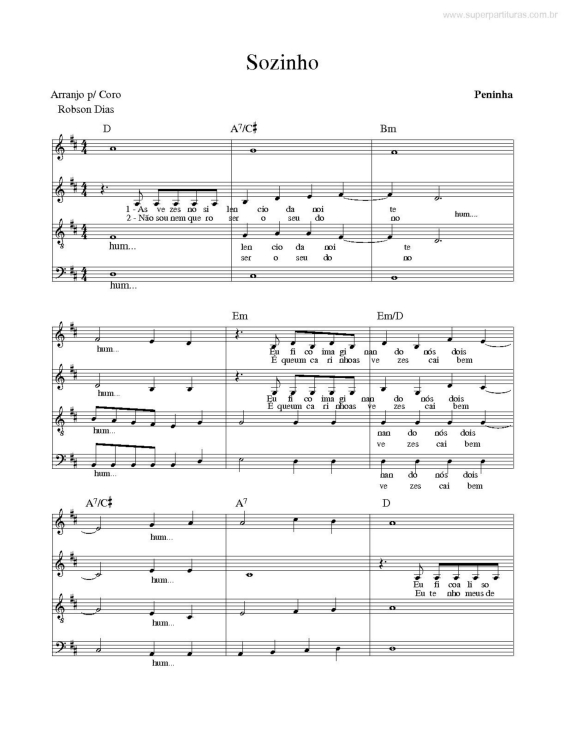 Partitura da música Sozinho v.2