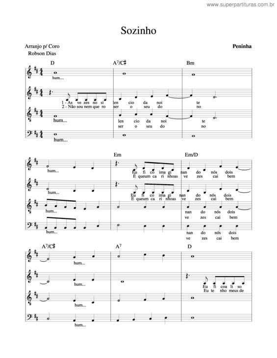 Partitura da música Sozinho v.4