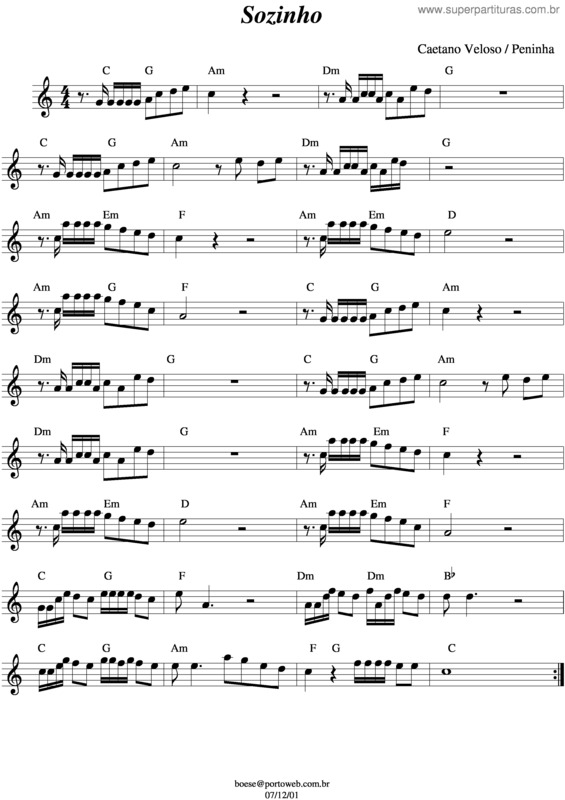 Partitura da música Sozinho v.5