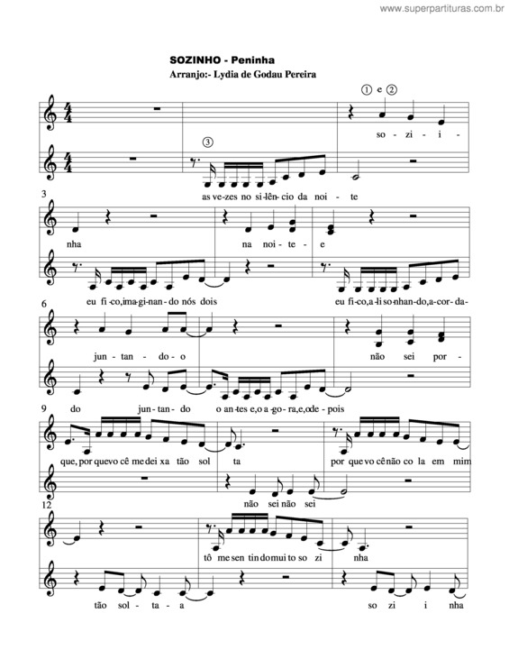 Partitura da música Sozinho v.6