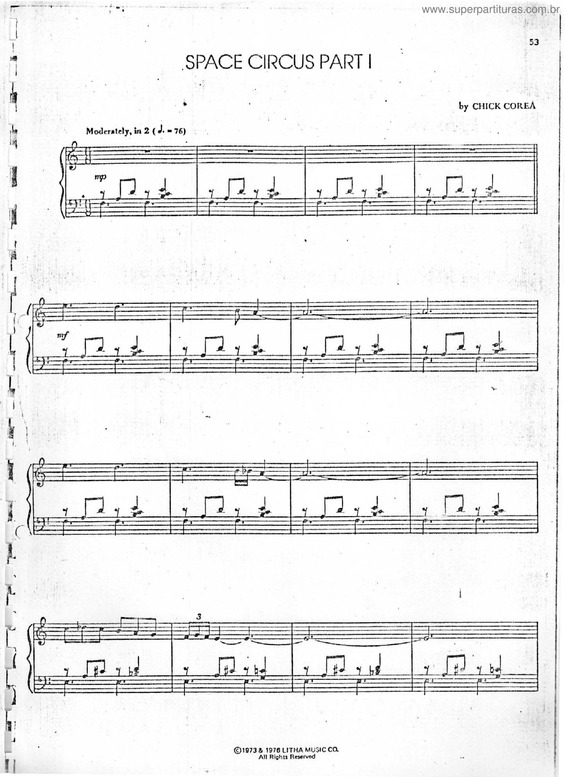 Partitura da música Space Circus, Part I